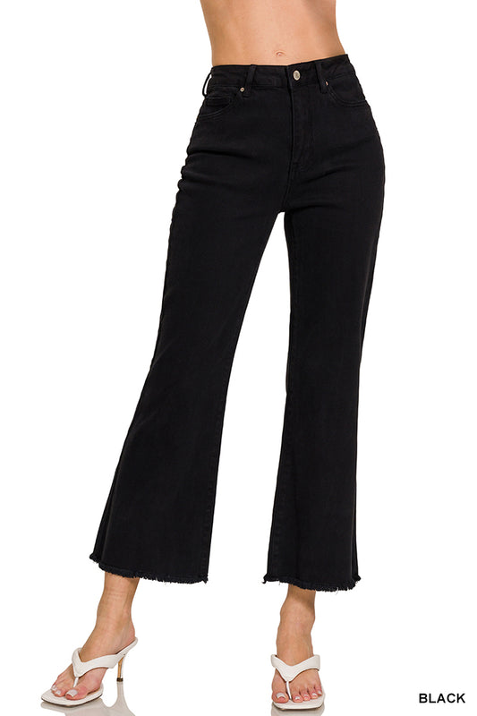 Women’s Black Acid Washed Frayed Bootcut Pants