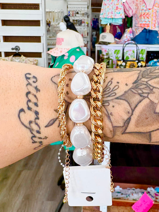 KK Chain/Pearl Bracelet Set