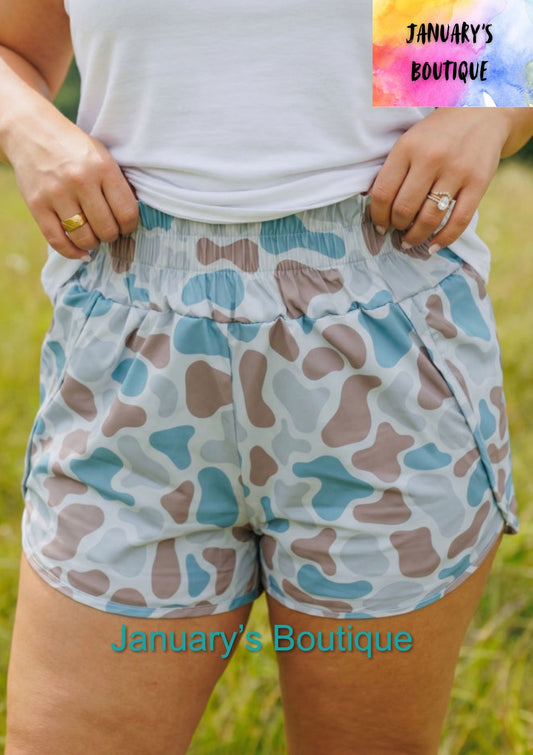 Women’s Blue & Brown Camo Shorts