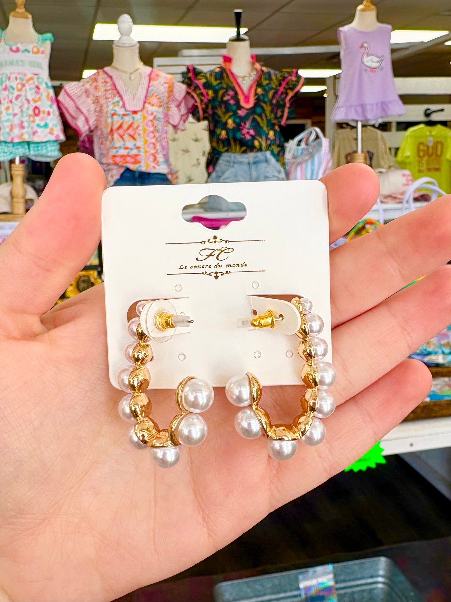 KK Pearl Ball Oval Earrings