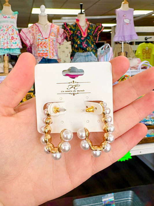 KK Pearl Ball Oval Earrings