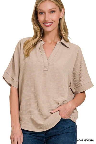 Women’s Airflow Ash Mocha V-neck Top