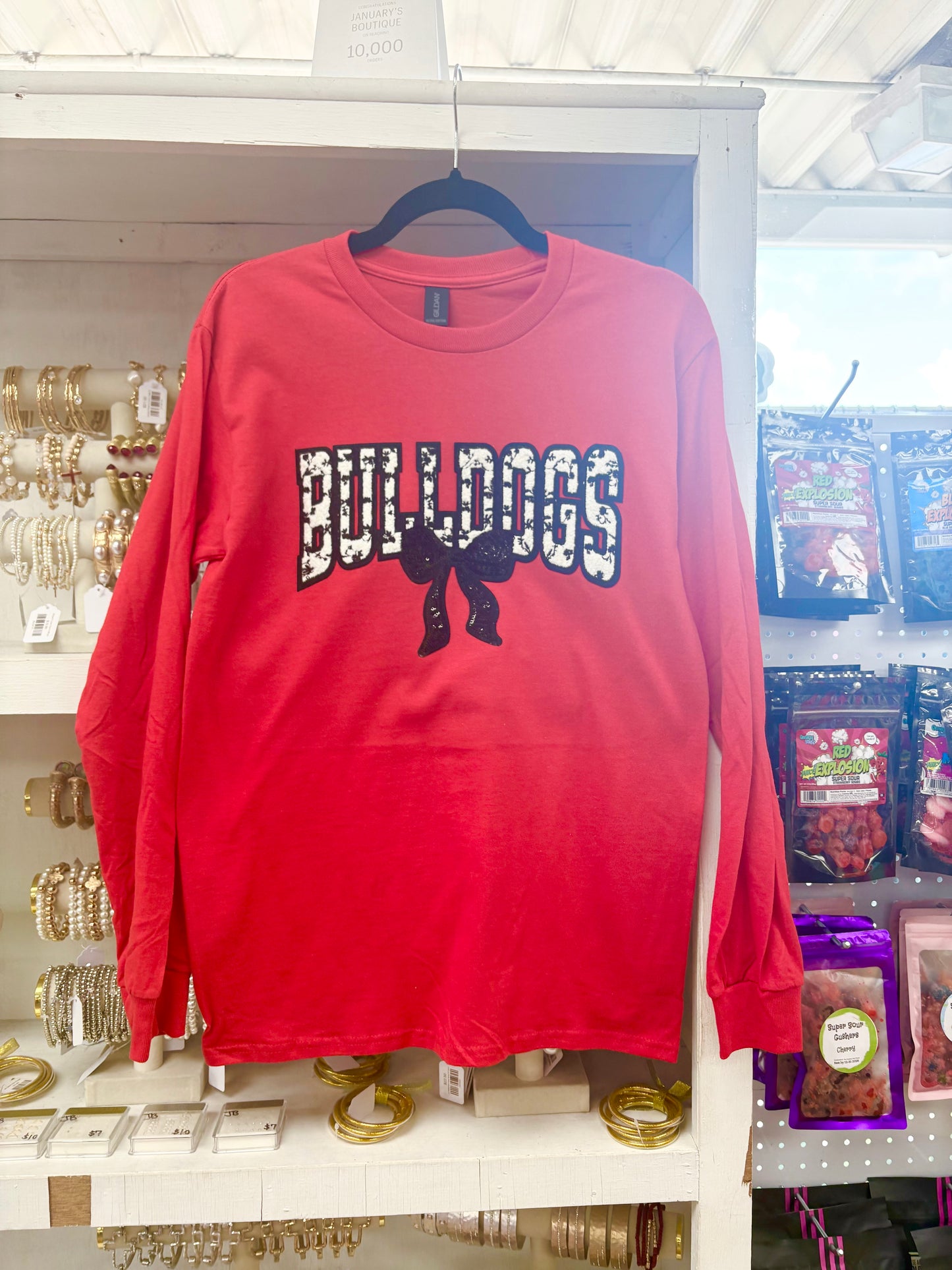 Women’s Gildan LS Bulldog Patch Shirt