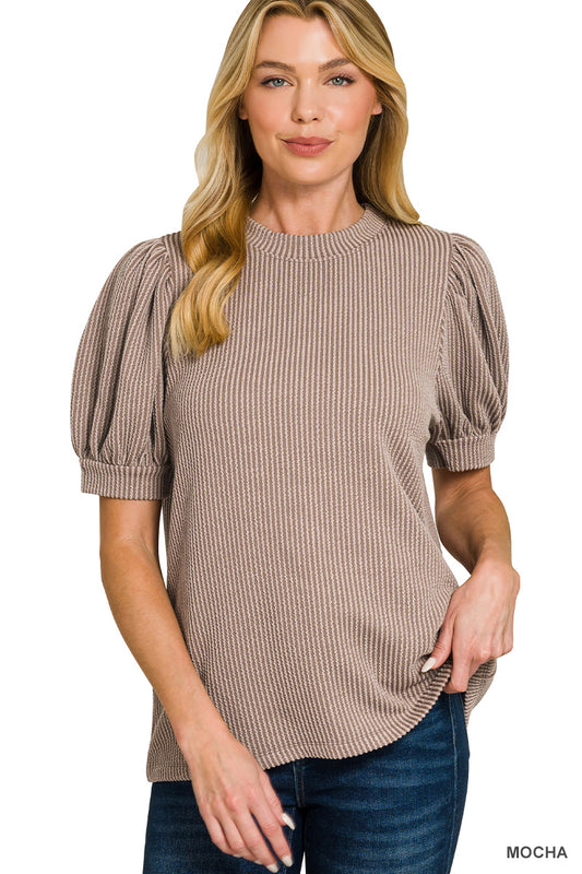 Women’s Mocha Ribbed Top