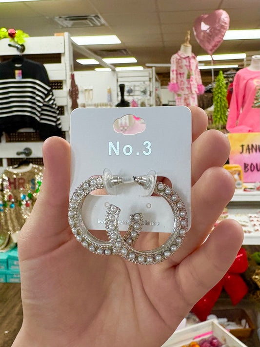 KK Matte Silvee Textured Pearl Hoops