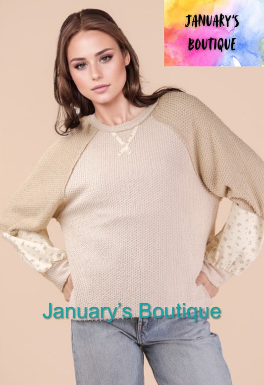 Women’s Cream Raglan Textured Top
