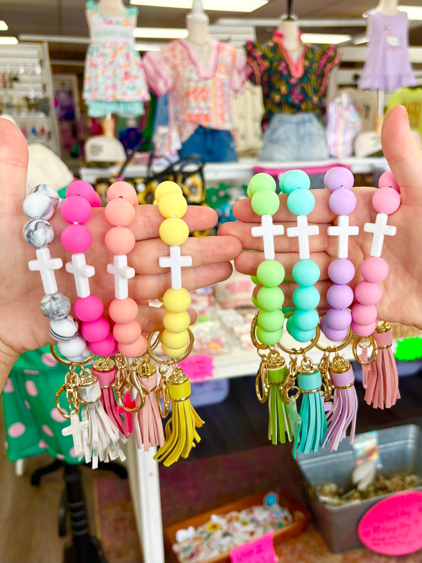 KK Cross Charm Tassel Wristlet