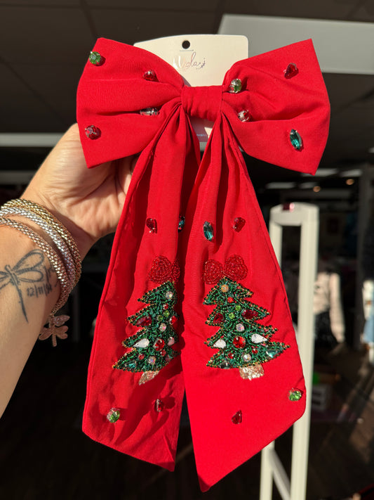 Red Sequin Christmas Tree Hairbow