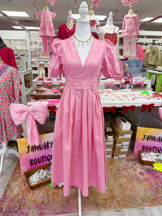 Pink Trim Long Dress