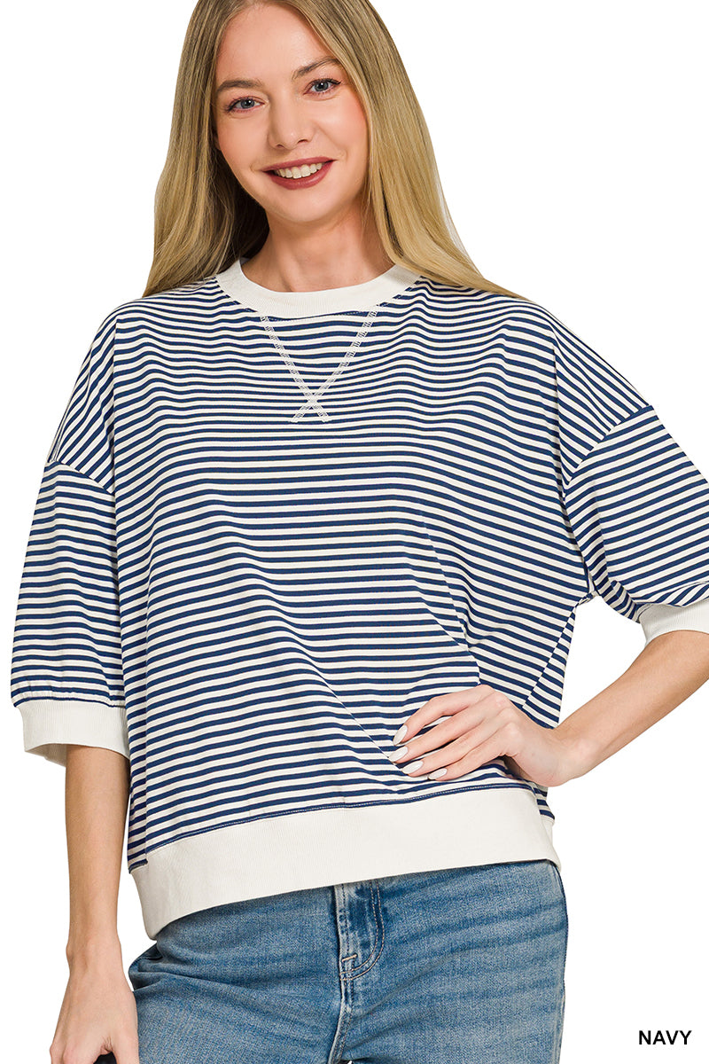 Women’s Navy Striped Pullover