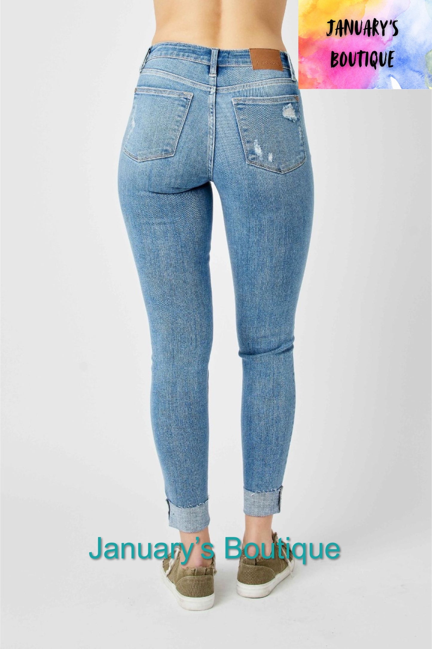Women’s Plus Judy Blue Distressed & Cuffed Jeans