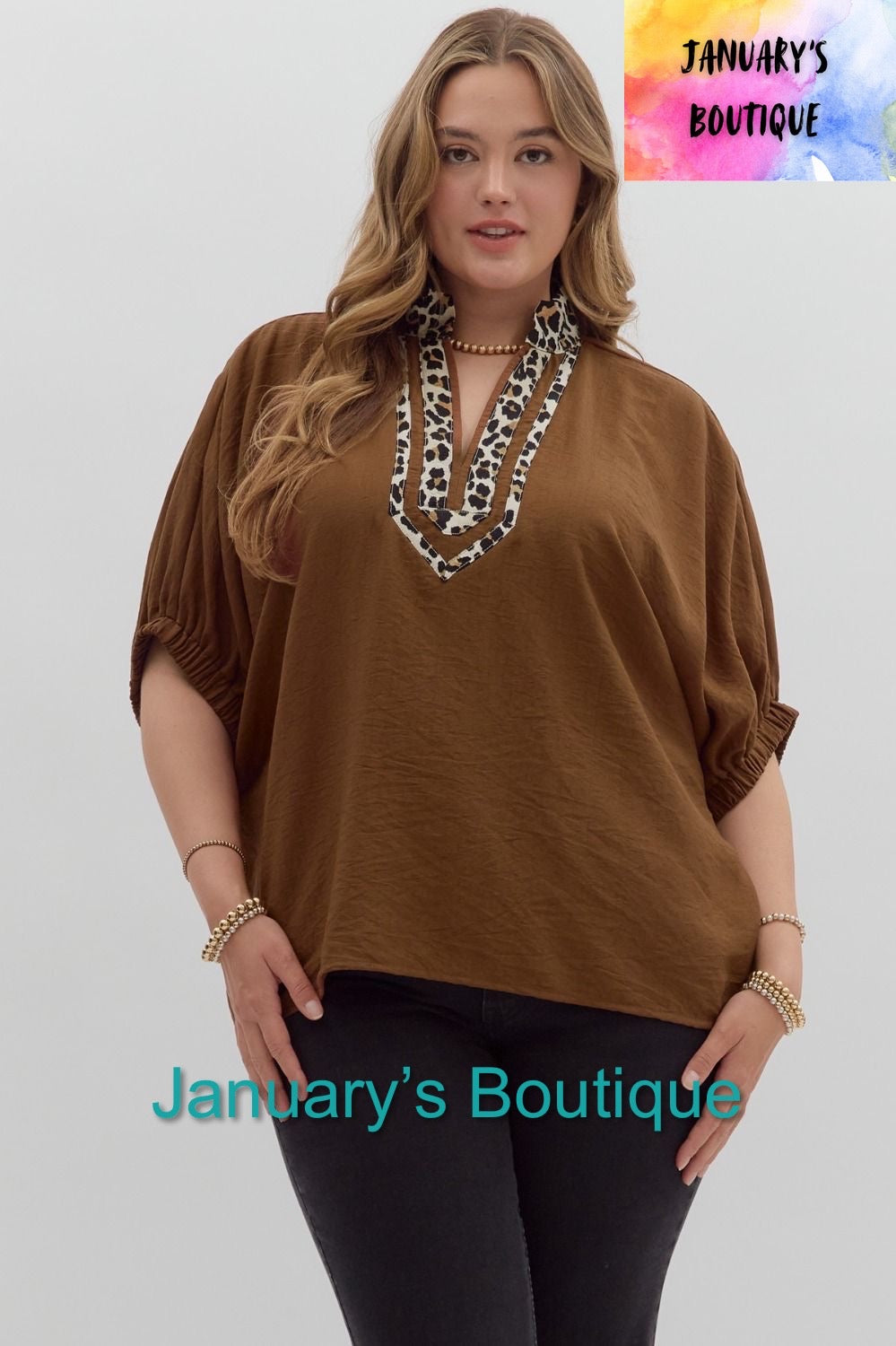 Women’s Plus Entro Brown Top