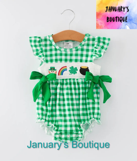 Girl’s St. Patrick’s Shamrock Romper