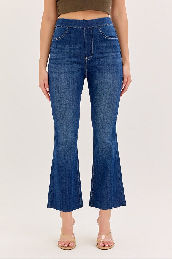 Women's High Rise Pull-On Crop Flare Jeans 26" Inseam