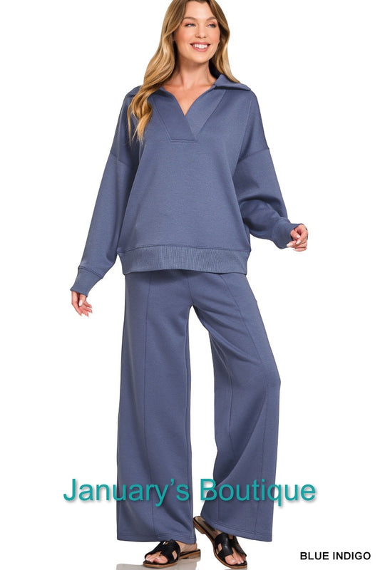 Women’s Indigo Blue Scuba Pants Set