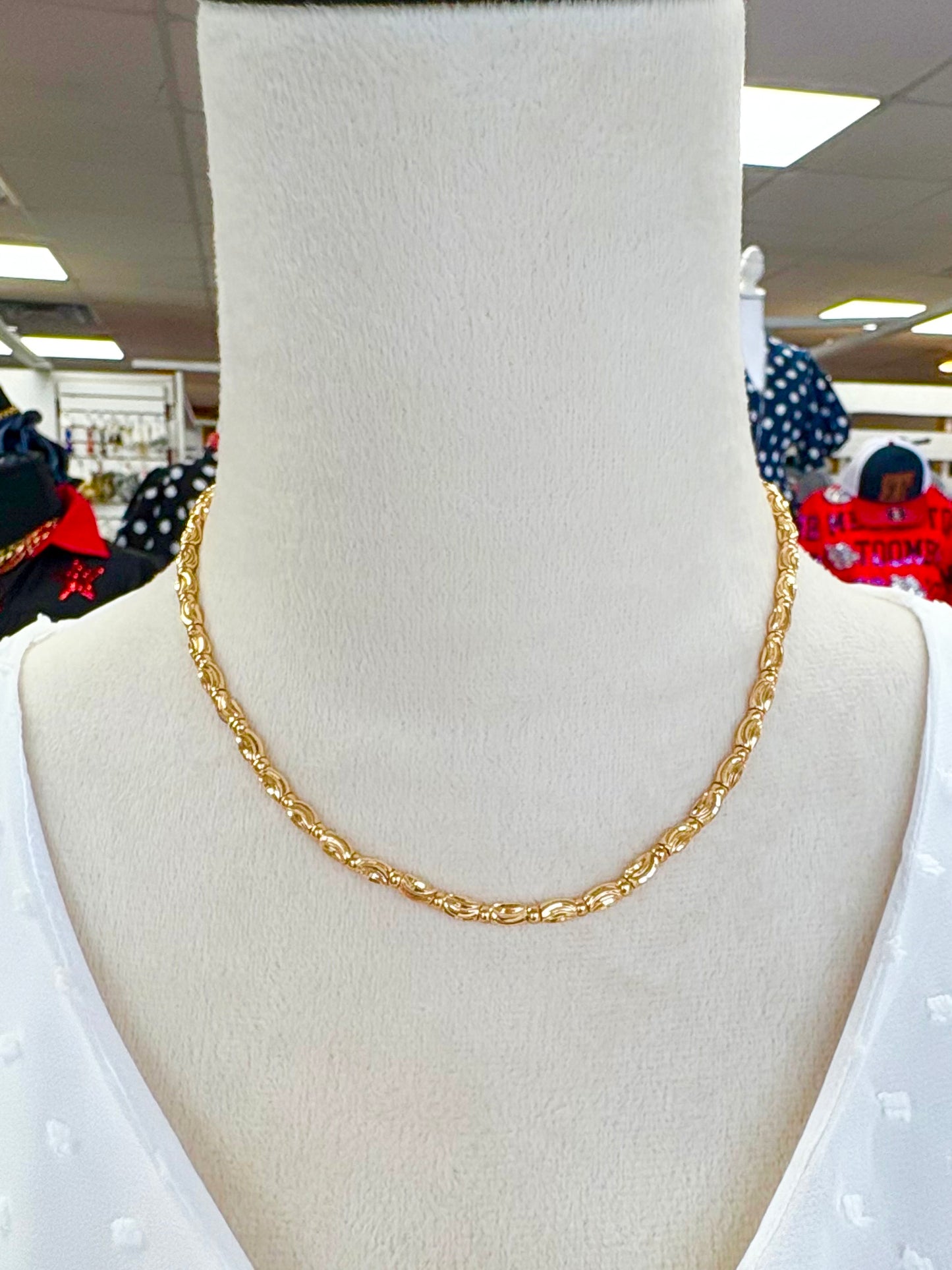 Gold Textured Beaded Necklace