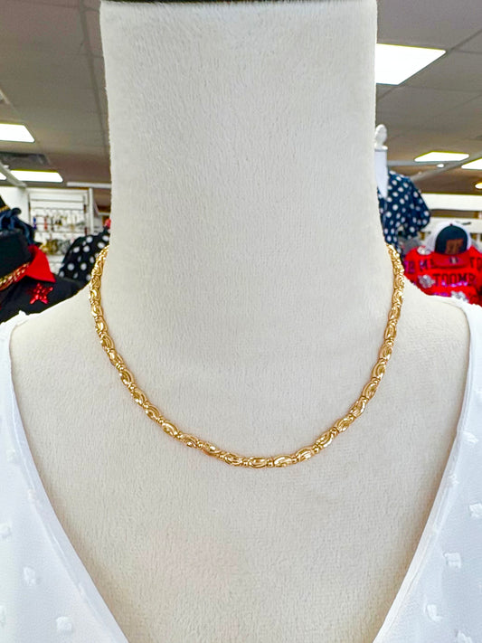 Gold Textured Beaded Necklace