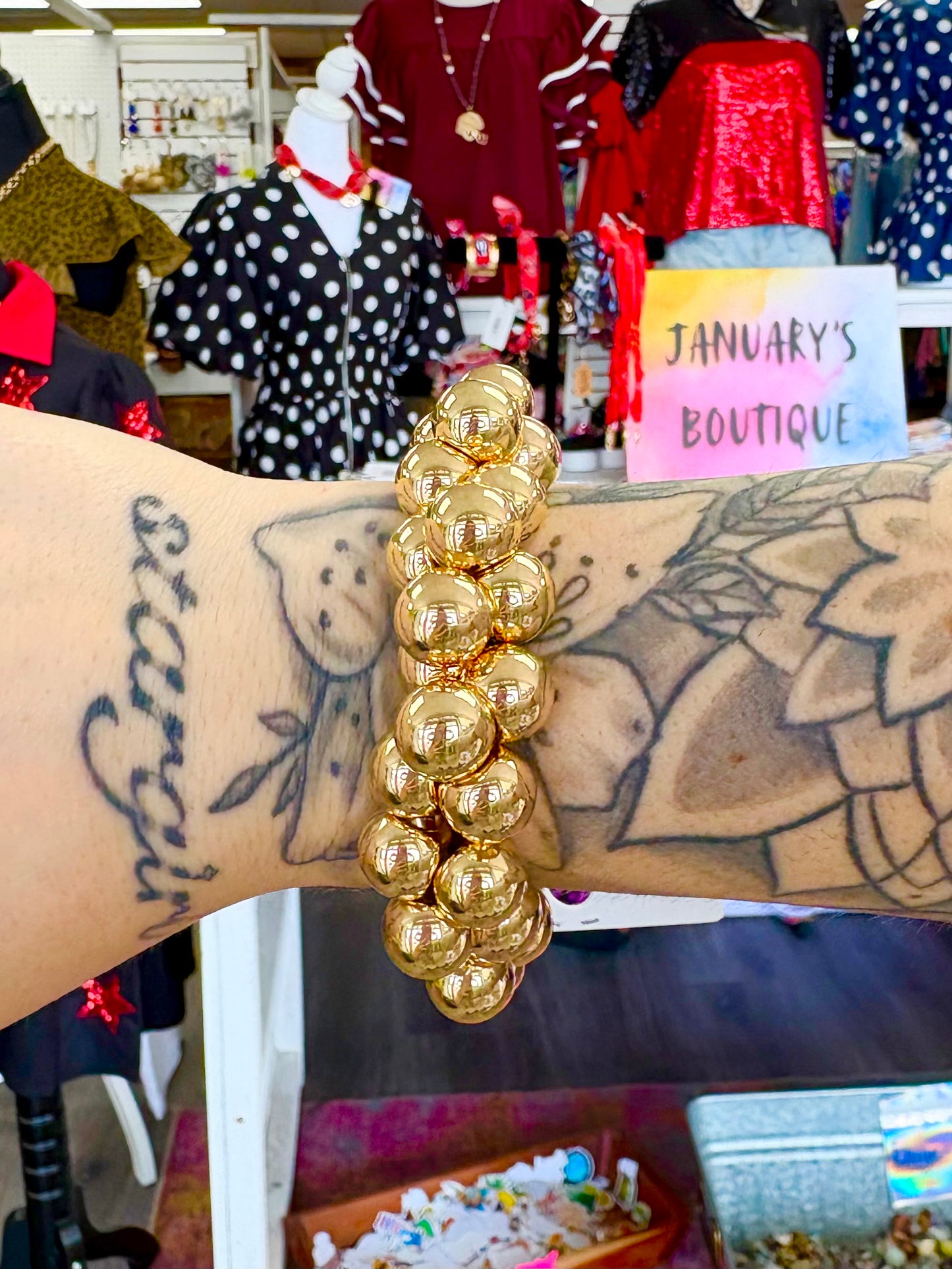 Gold Beaded Cluster Bracelet