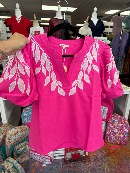 Women’s Jodifl Hot Pink Embroidered Top