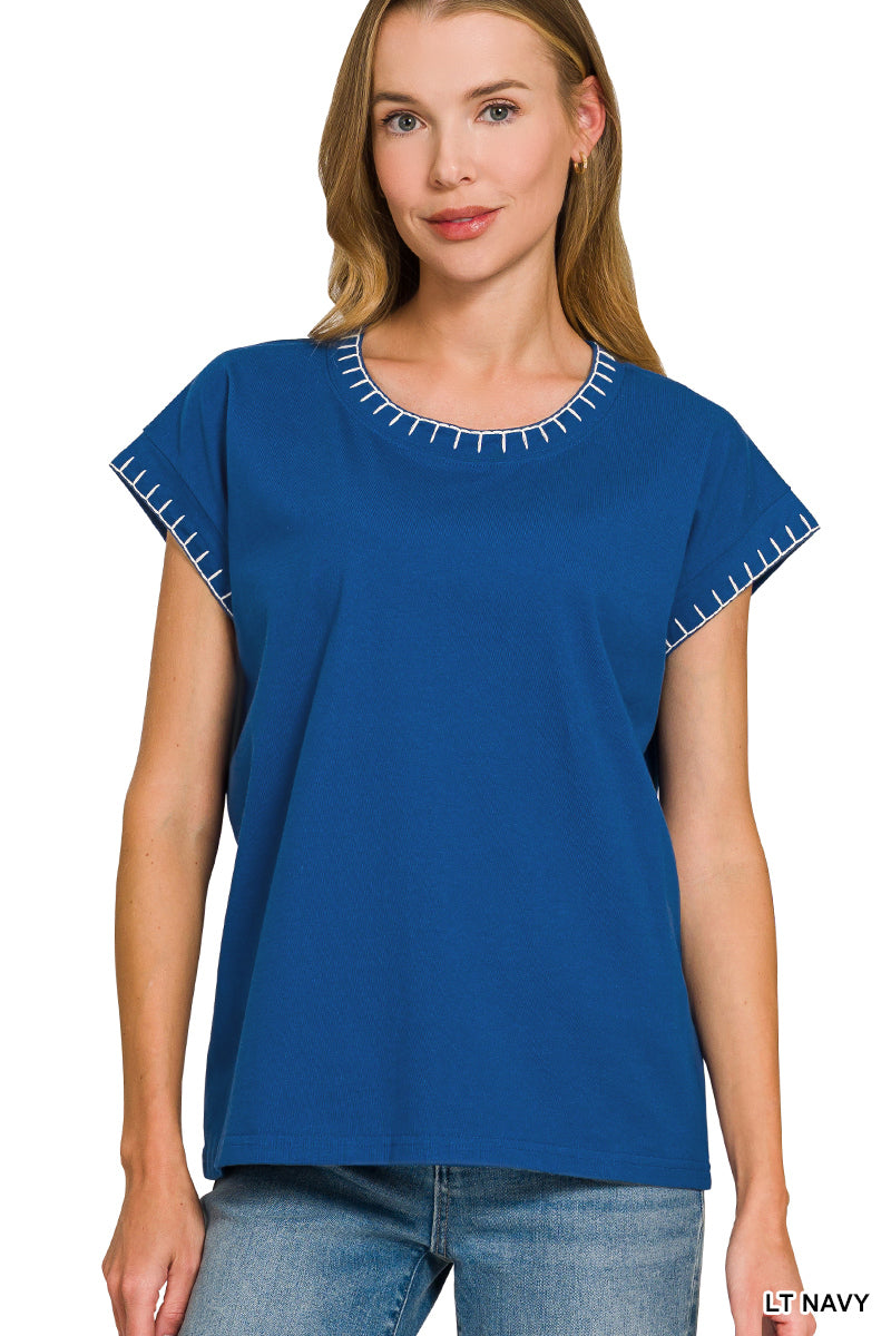 Women’s Light Navy Stitched Oversized Top