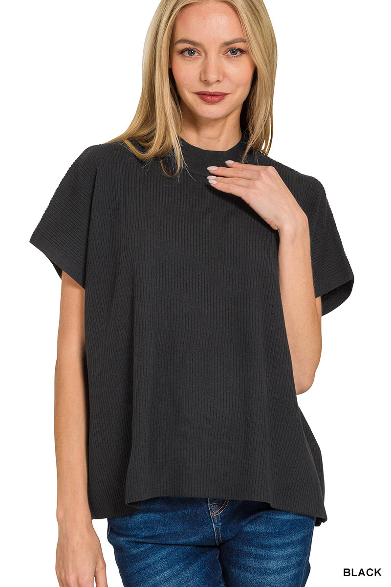 Women’s Black Viscose Mock Neck Sweater