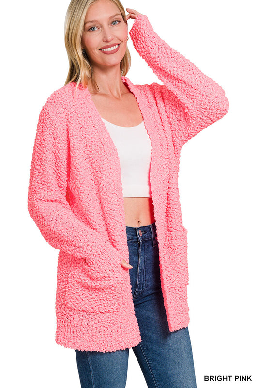 Women’s Bright Pink Popcorn Cardigan
