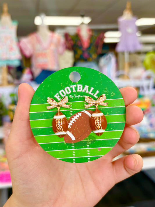 KK Pearl Bow Football Stud Earrings