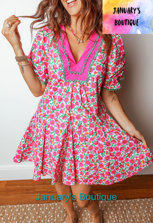 Women’s Floral Ric Rac Dress