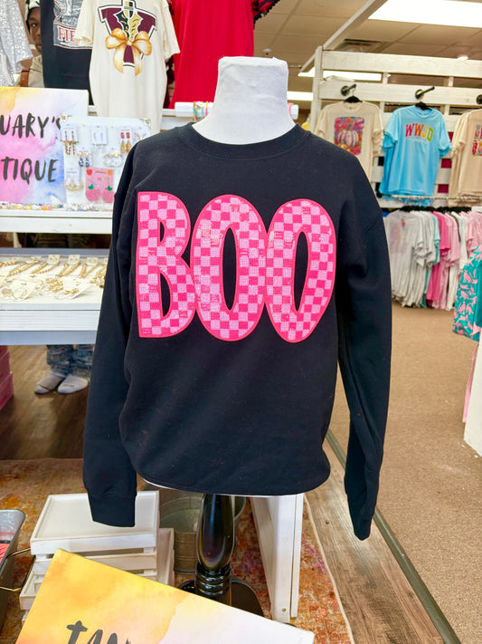 Women’s Black and Pink Boo Top