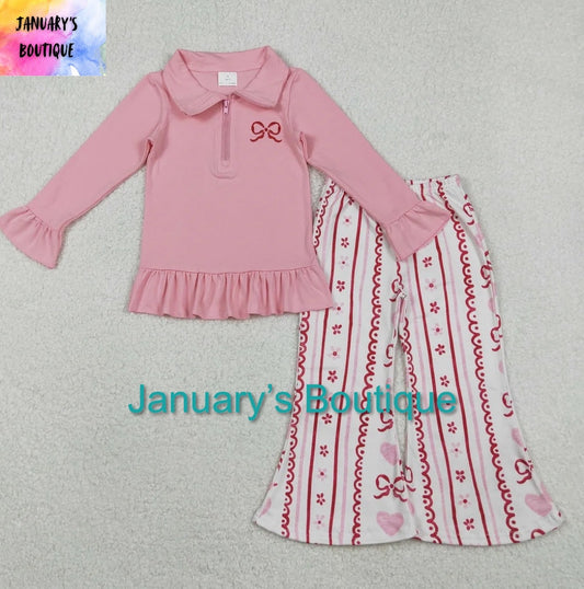 Girl’s Bows & Hearts Pants Set