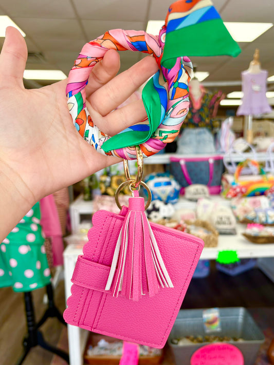 KK Multi/Hot Pink Scarf Wristlet Keychain