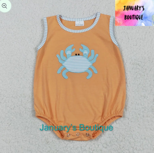 Boy’s Orange Crab Romper
