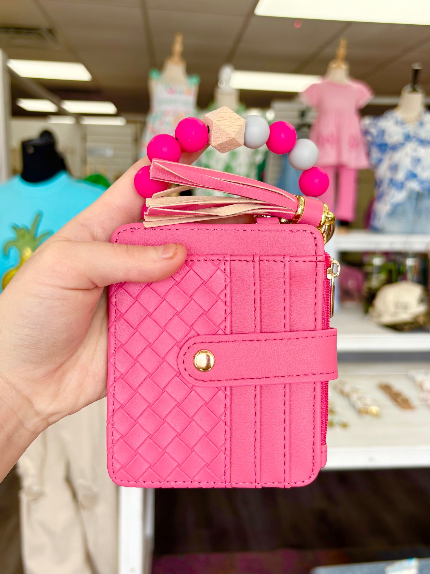 KK Pink Textured Wallet Wristlet