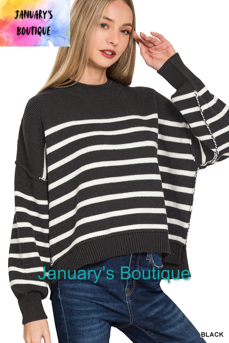 Women’s Black Striped Sweater