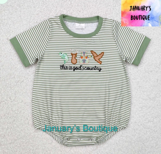 Boy’s Embroidered God’s Country Romper