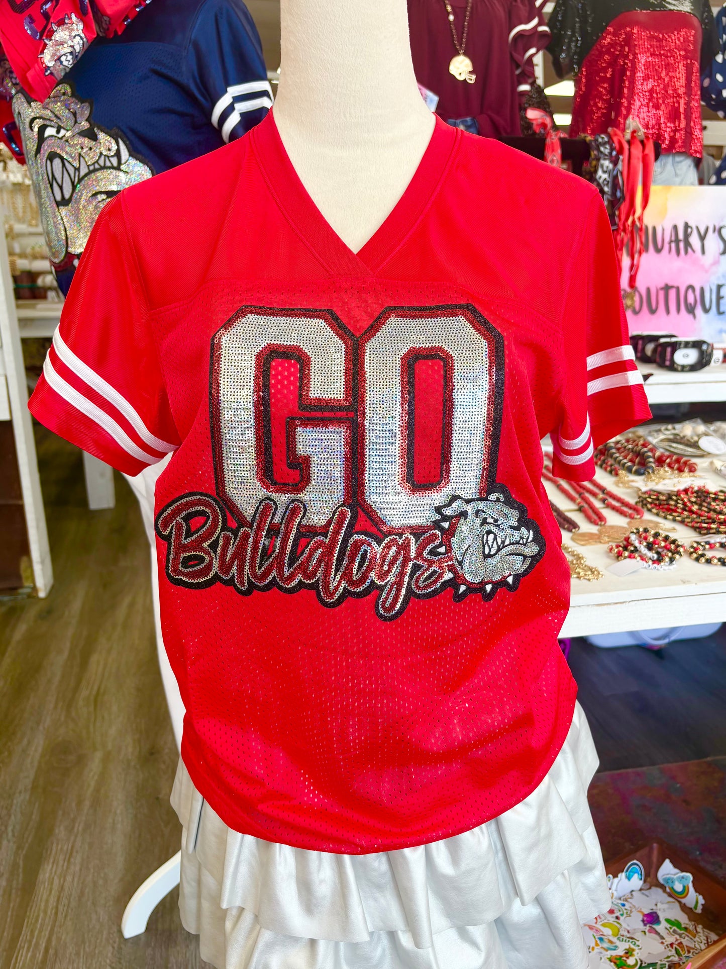 Women’s Sequin Go Bulldogs Patch Jersey