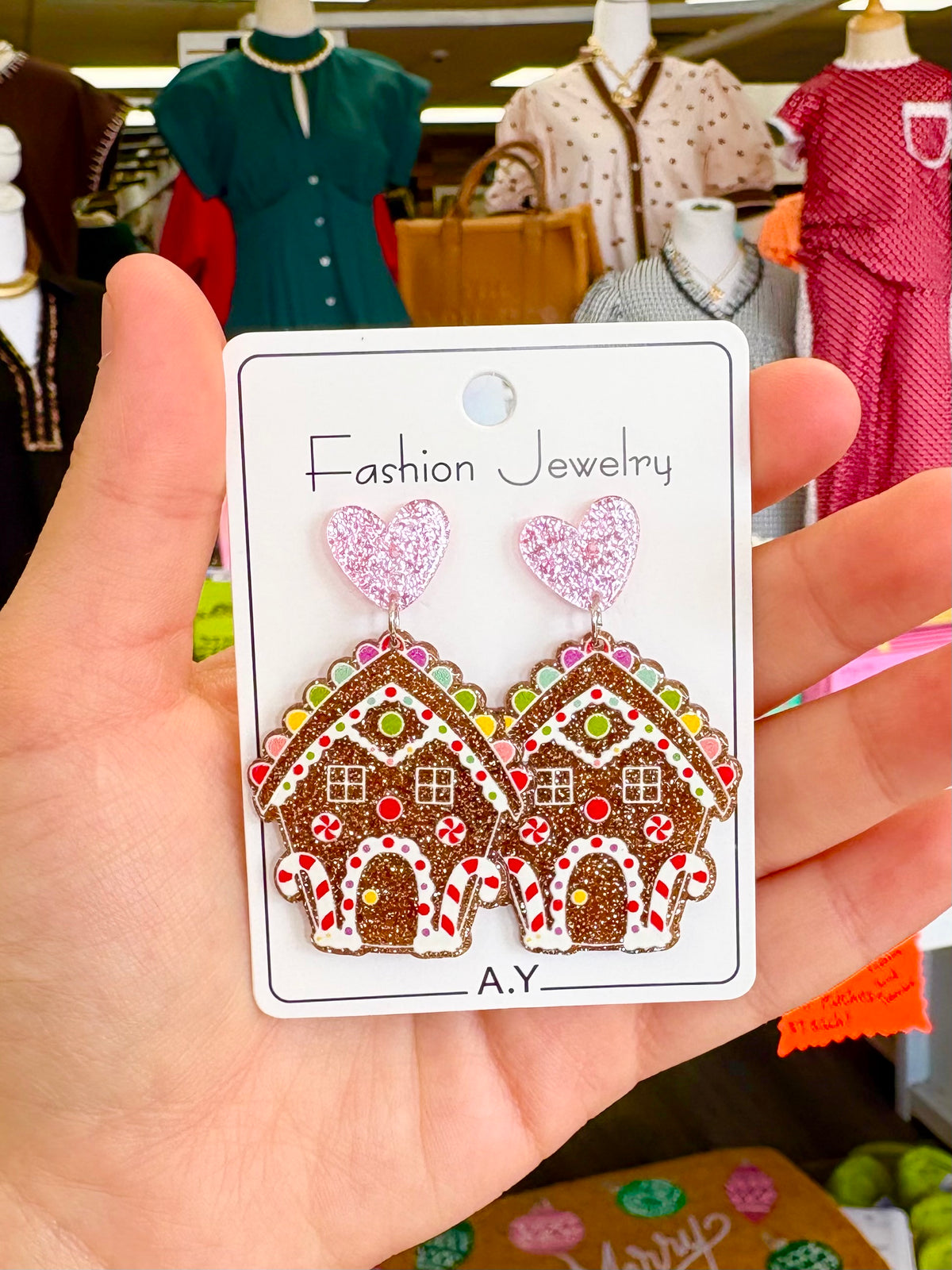 KK Christmas Candy Gingerbread House Earrings