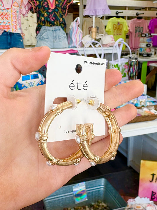 Pearl Indented Hoops