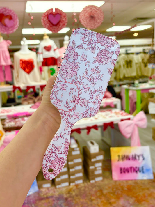 KK Pink Floral Hair Brush
