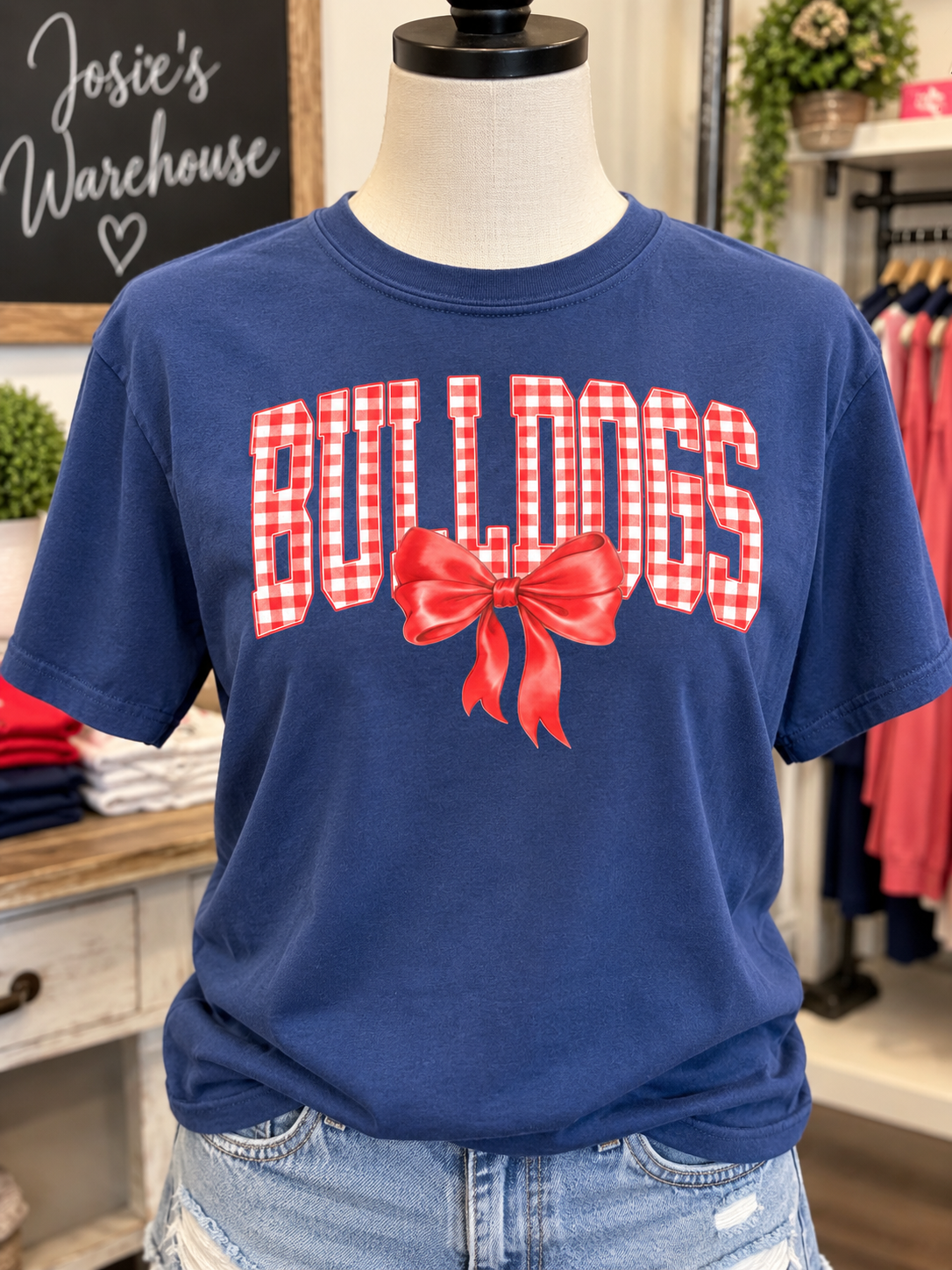 Women’s Red Gingham Bulldogs T-shirt