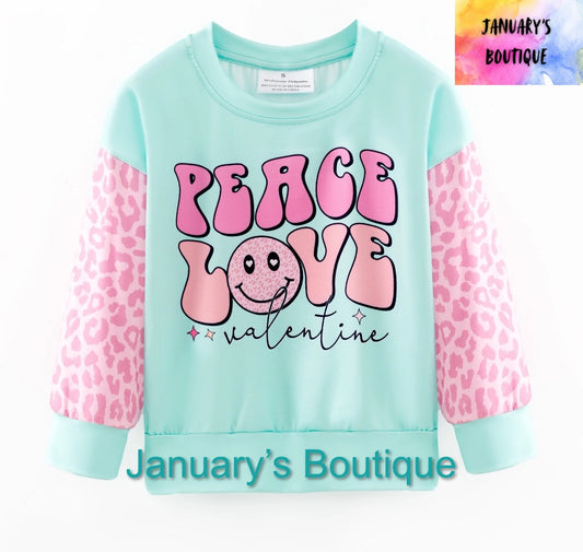 Girl’s PEACE LOVE valentine Shirt