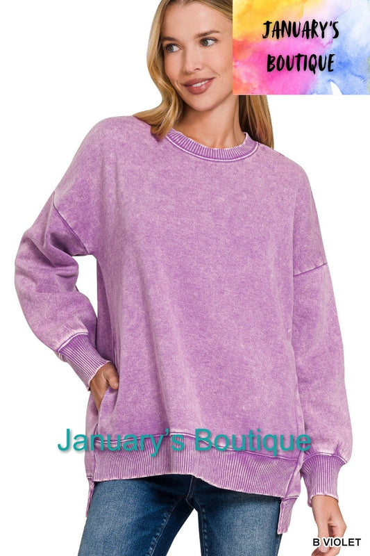 Women’s Violet Acid Wash Pullover