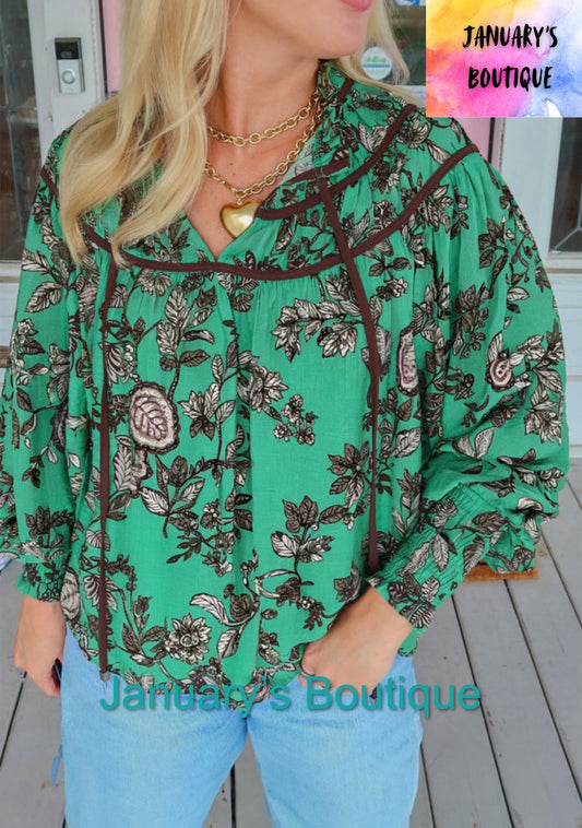 Women’s Green Floral Blouse