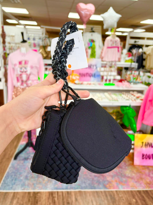 Black Woven Rope Dual Wristlet