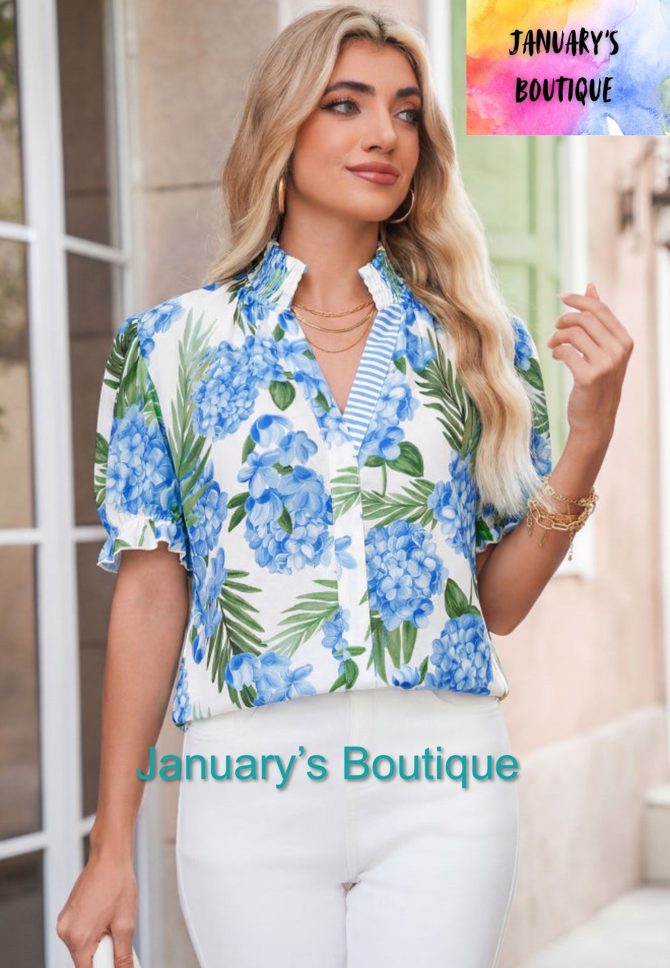Women’s Blue Floral Top