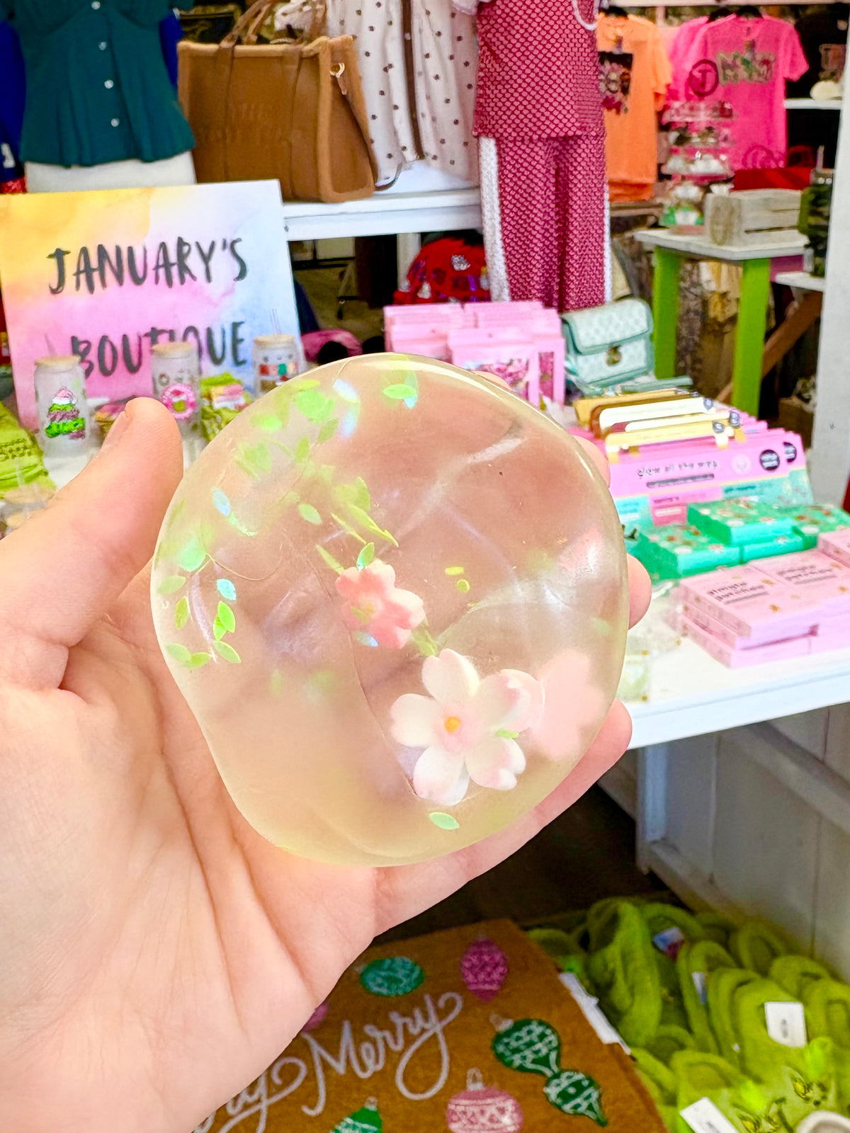KK Flower Charm Coconut Oil Ball Squishy