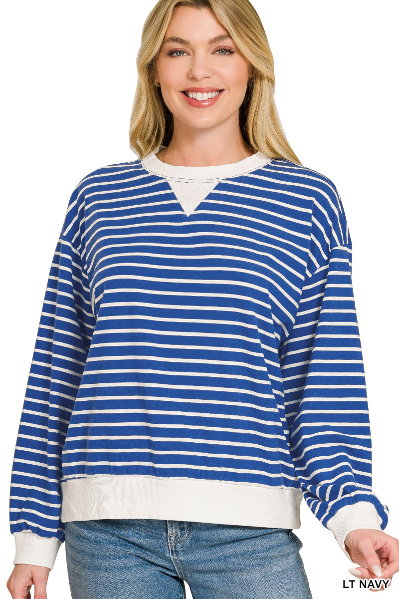 Women’s Lt Navy Striped Pullover