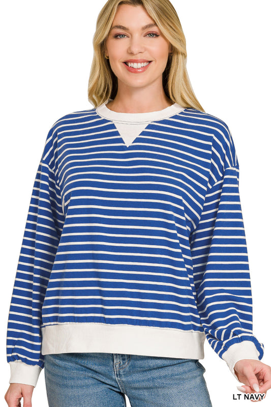 Women’s Lt Navy Striped Pullover