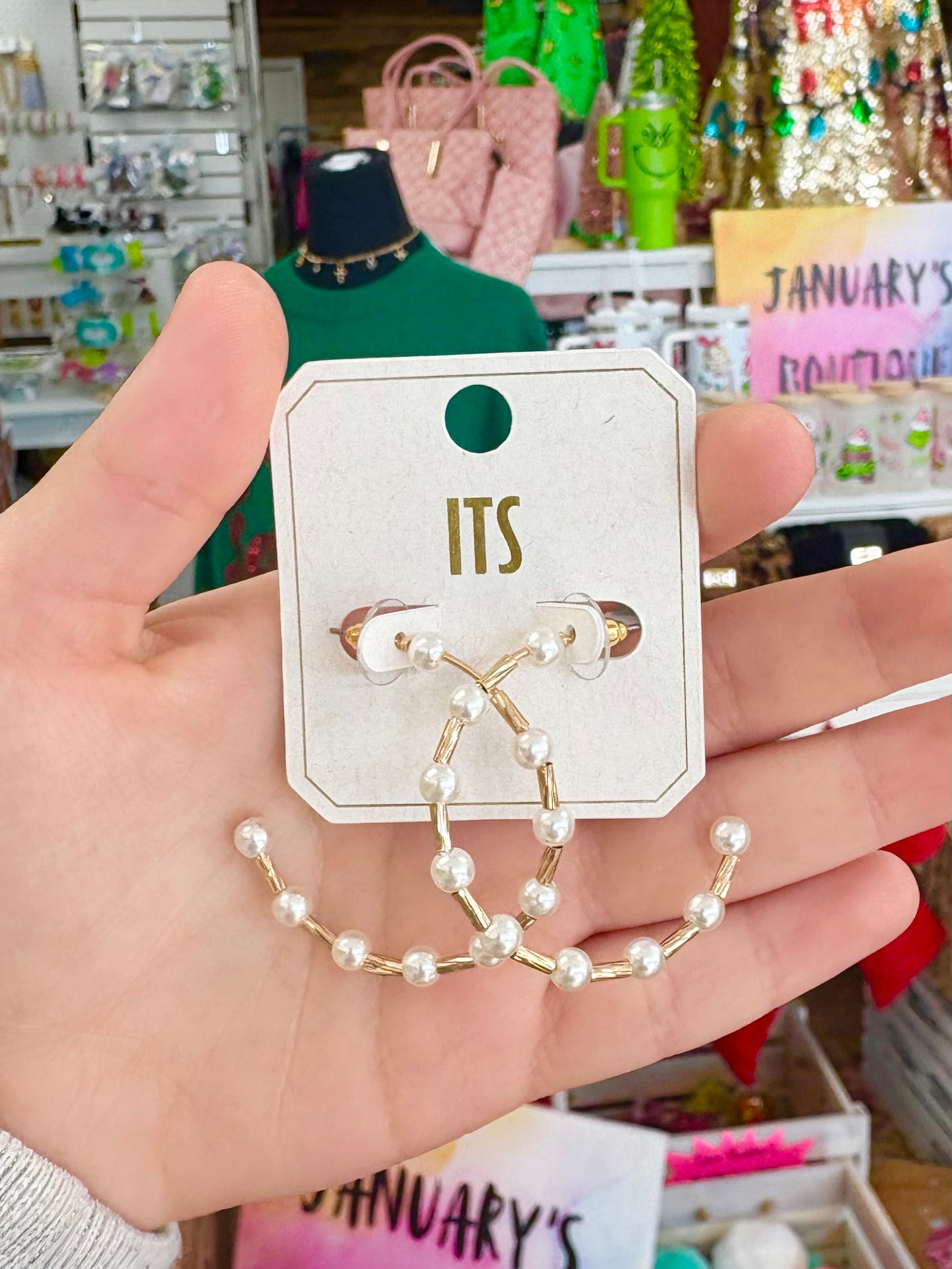 Small Gold W/ Pearl Hoops