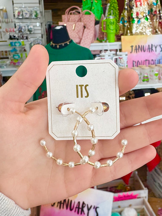 Small Gold W/ Pearl Hoops